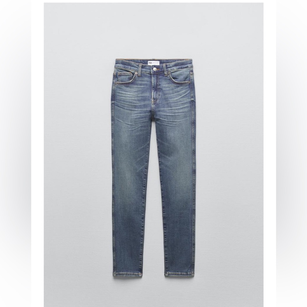 Zara TRF Mid Rise Skinny Jeans in Blue
